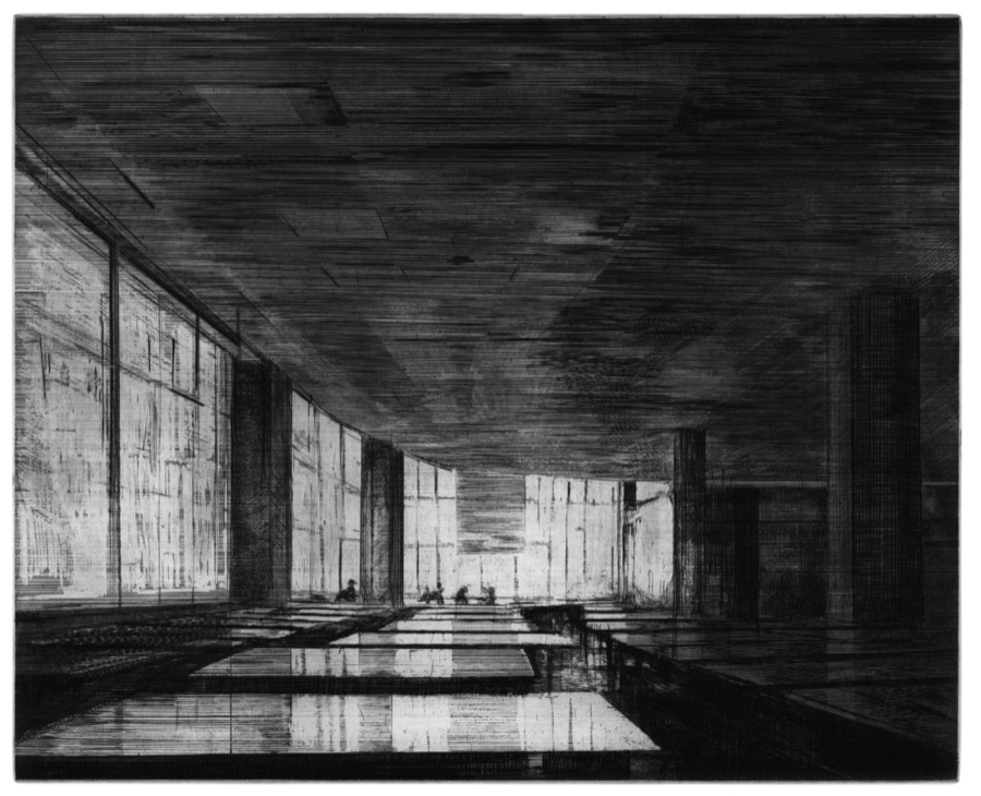 Le Grand Restaurant, 1982, eau-forte et burin, 40 x 50 cm