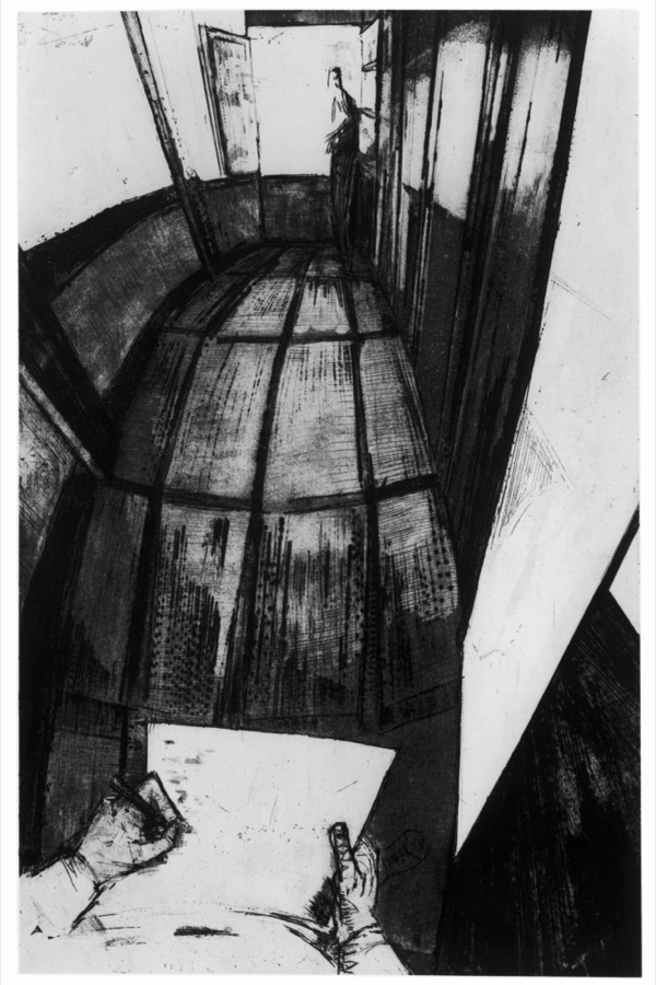 Couloir au dessinateur, Ronda, 1983, eau-forte et pointe sèche, 110 X 70 cm