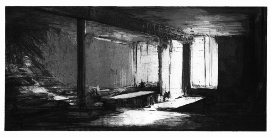 Maurepas II, eau-forte, burin et pointe sèche, 1982, 23,5 x 49 cm copie
