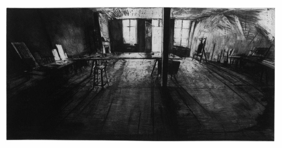 Maurepas III,1982-83, eau-forte et pointe sèche, 70 x 140 cm