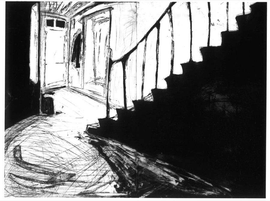 L'Escalier. de Maurepas, 1986, eau-forte et pointe sèche, 150 x 200 cm