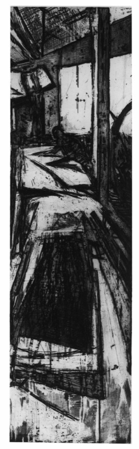 Atelier lacourière V.1985, eau-forte et pointe sèche, 140 x 40 cm