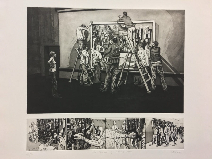 L'Enlèvement de Ménines, exposition Picasso et les Maîtres, Grand Palais, Paris, 2009, eau-forte, 40 x 60 cm + prédelle 15 X 60 cm - Commande de LP Art