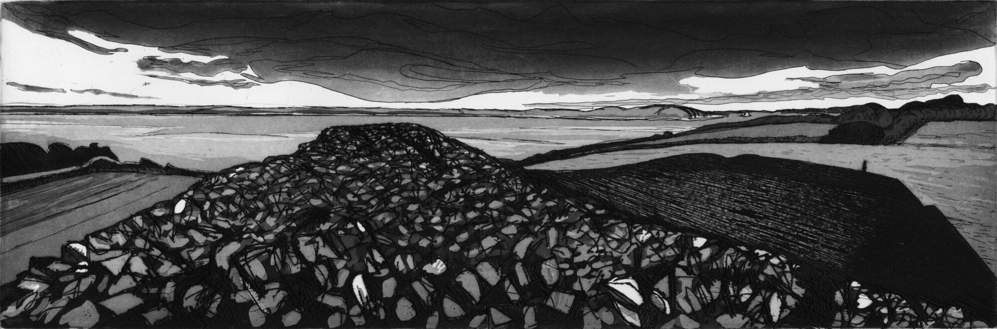 Barnenez planche 46, 2016, eau-forte, et pointe sèche, 20 X 60 cm