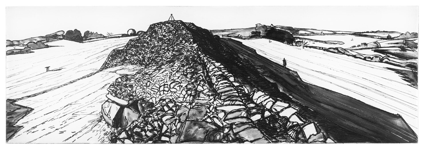 Barnenez planche 45, 2014, eau-forte, et monotype, 20 X 60 cm