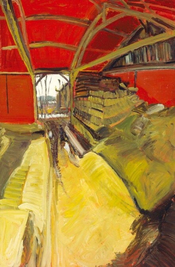 Grange d'hiver, 1989, acrylique et huile sur papier marouflé sur toile, 120 x 80 cm