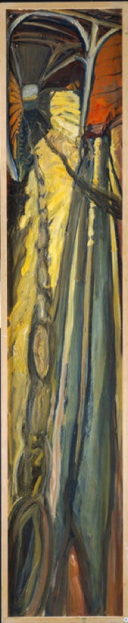 Grange d'automne, avec ombre I, 1989, huile sur toile, 195 x 39 cm