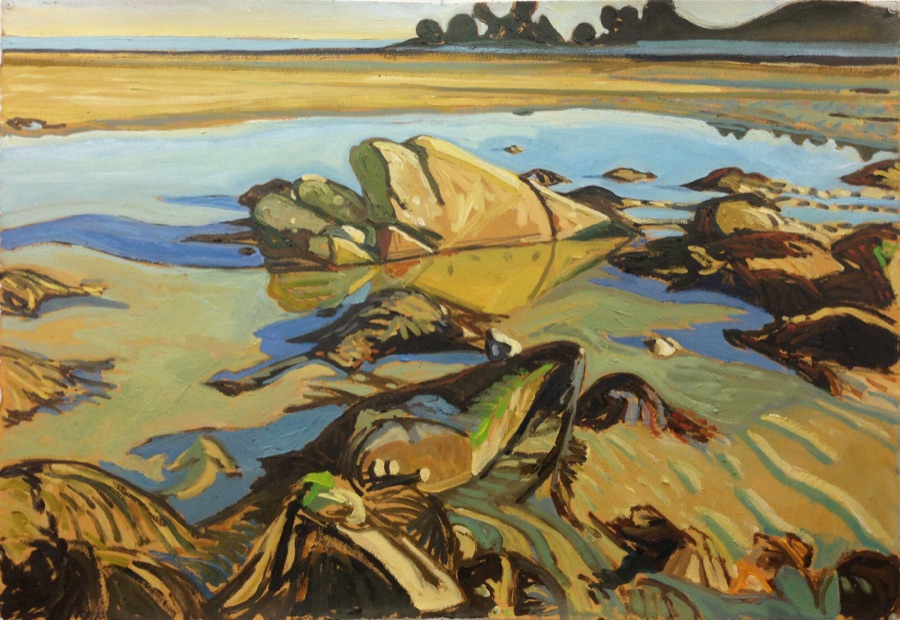 Men du - Rocher Double VI, 2015, huile sur papier marouflée sur bois, 63 x 90 cm 2015