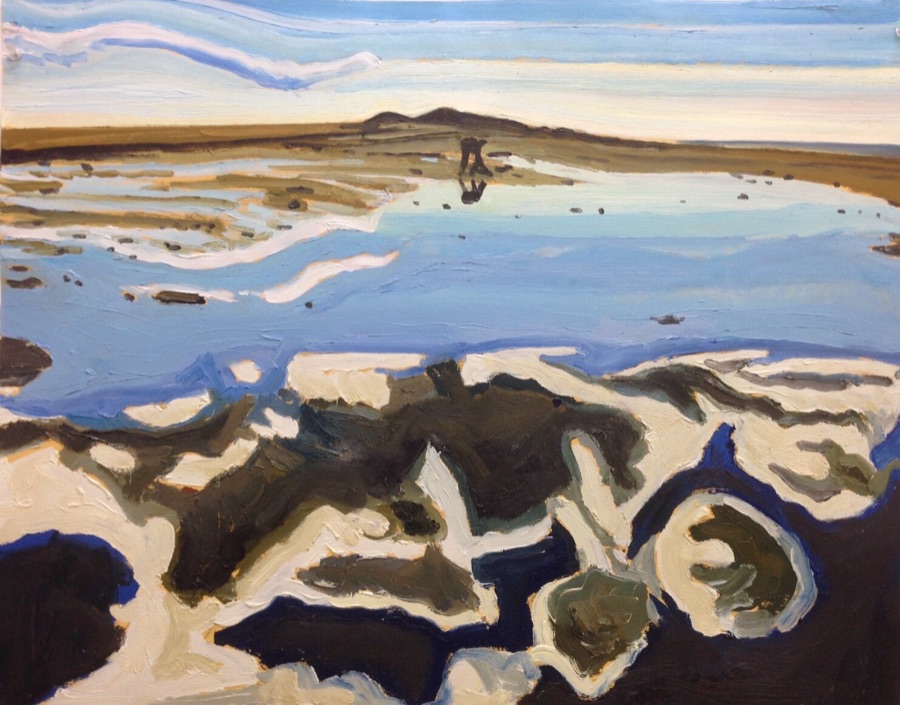 Men du - Miroir IV , 2016, huile sur papier marouflée sur bois, 50 x 65 cm