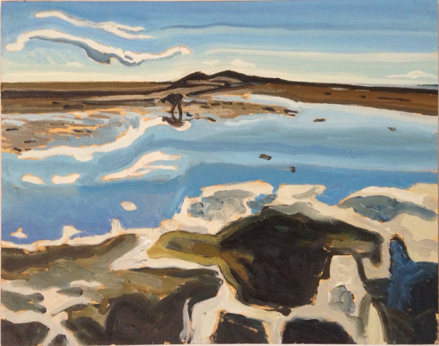 Men du - Miroir III , 2016, huile sur papier marouflée sur bois, 50 x 65 cm