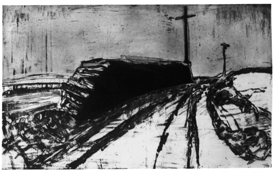 Paysage d'hiver, Le Chemin I, eau-forte et pointe sèche, 60 x 100 cm
