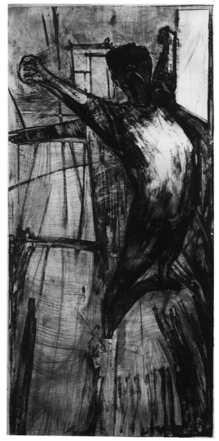Le Réveil,1984, eau-forte et pointe sèche, 200 x 100 cm