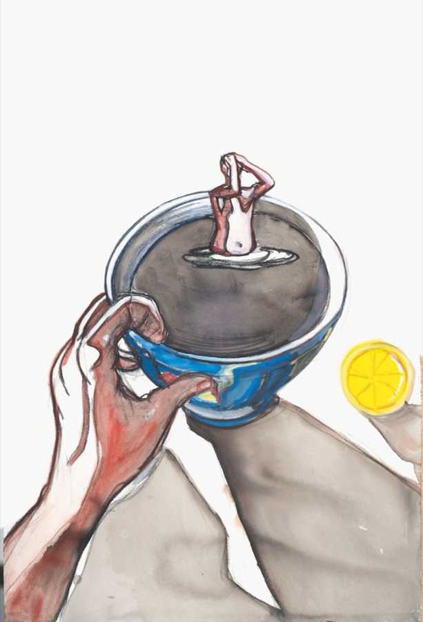 Recette estivale n° 3, 2005-2006, fusain, encre et tempéra sur papier, 120 x 80 cm