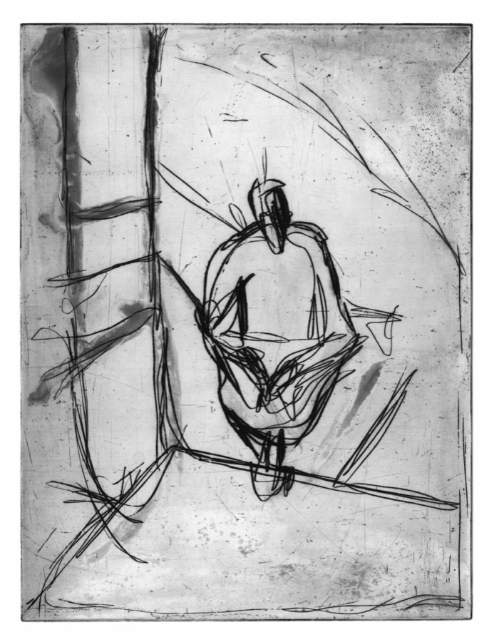 Pascal, reflet-portrait, 1996, eau-forte au trait, 40 x 30 cm