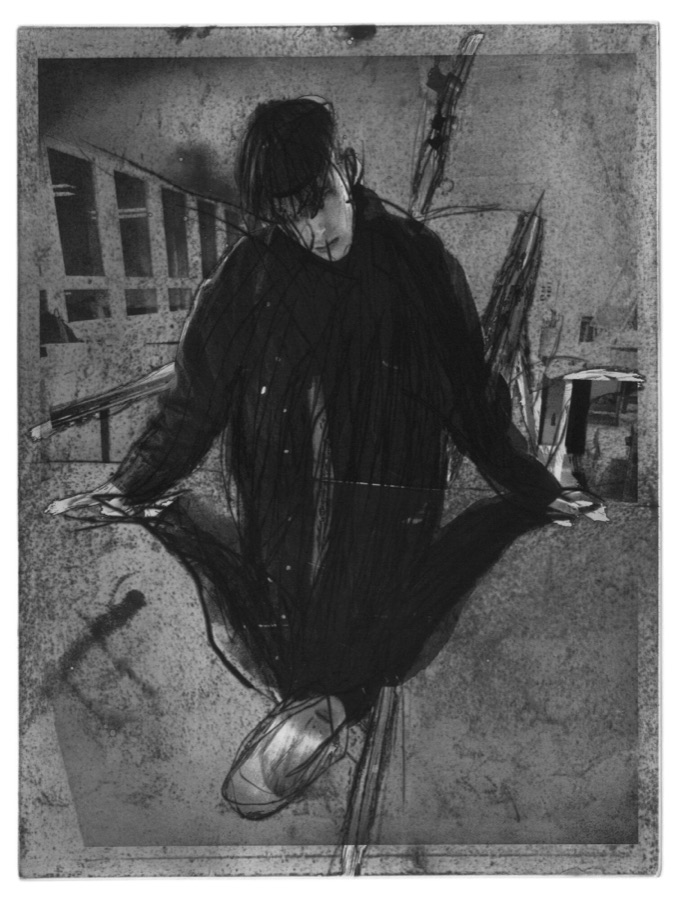 Cedric, reflet-portrait, 1996, 1er état, héliogravure retravaillée à l'acide et à la pointe sèche, 40 x 30 cm