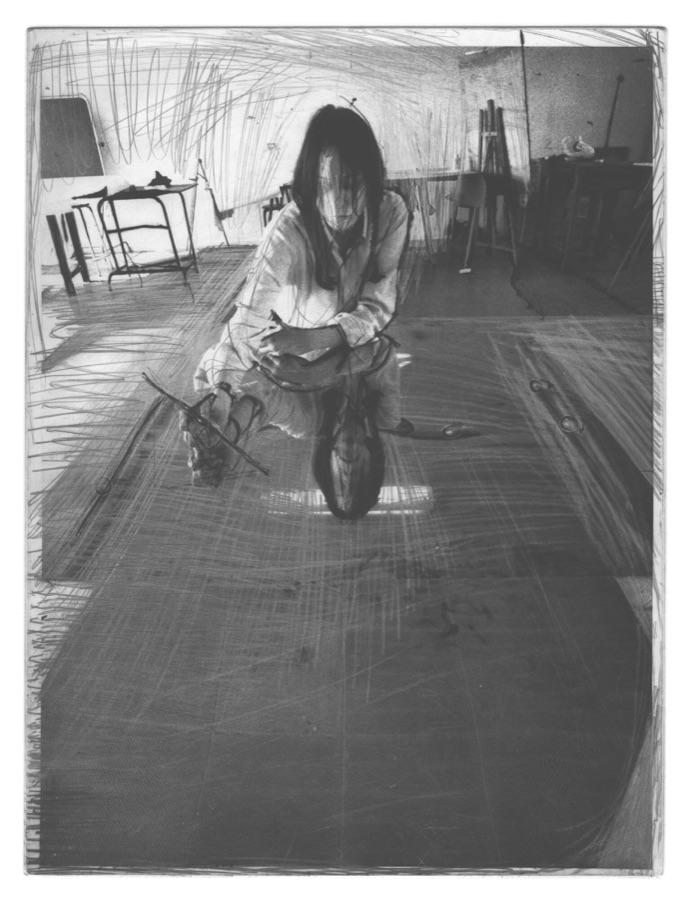 Julie, reflet-portrait, 1996-1997, 1er état, héliogravure retravaillée, grattage et pointe sèche, 40 x 30 cm