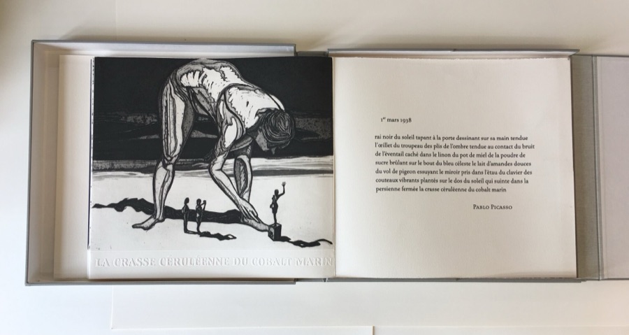 Dernière planche du livre - planche XVII et le poème de Picasso - 1er mars 1938