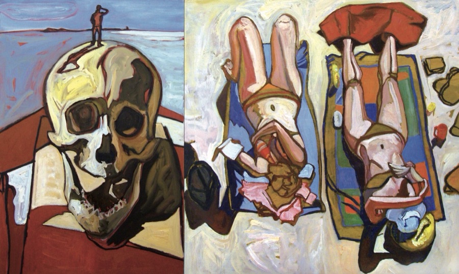 Strabisme XII, diptyque, 2004, huile sur toile, 120 X 200 cm