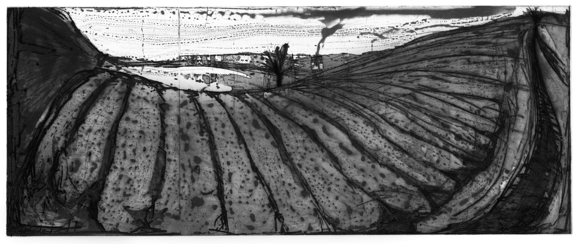 Un Anneau dans la chaîne planche XI, 1988-1989, eau-forte et pointe-sèche, 24 x 59 cm