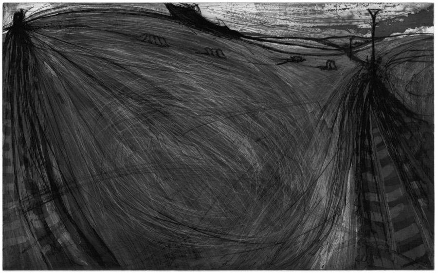 Un Anneau dans la chaîne pl X, 1988-1989, eau-forte et pointe-sèche, 36,5 x 59 cm