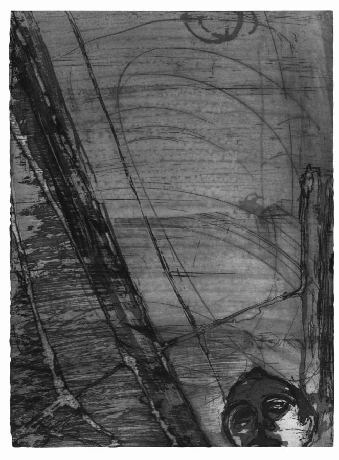 Un Anneau dans la chaîne planche VI, 1988-1989, eau-forte et pointe sèche, 36 x 27 cm